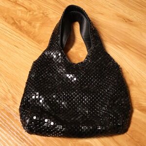 Connie Chainmail Metal Mesh Hobo Bag Vintage Y2K Womens Black Glam Evening Disco
